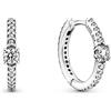 PANDORA Timeless Orecchini a cerchio in argento Sterling scintillanti con zirconi cubici trasparenti, Cerchi Scintillanti