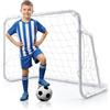 COSTWAY Porta da Calcio per Bambini in Metallo con Rete e 6 Picchetti | Mini Porta da Calcio 121 x 60 x 80 cm per Campo, Giardino e Cortile, Attrezzatura per Allenamento di Tiro