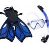 MFMEXUL Maschera Subacquea con Set Immersione Snorkel Occhiale Boccaglio Regolabili Vetro Temprato E Silicone Morbido per Visione Ampia E Respirazione, Blu, M