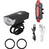 WRITWAA Set Luci per Bicicletta Ricaricabile in Plastica Fanale Anteriore e Posteriore LED Resistente agli Urti per Ciclismo Outdoor Batteria al Litio Integrata