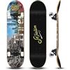 Sefulim 31 x 8 Pollici Skateboard Completo 7 Strati Acero Canadese Double Kick Deck concavo Skateboard per Ragazzi Ragazze Adolescenti Adulti Principianti