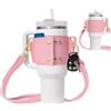 MoSundi Elegante borsa porta bevande con tracolla regolabile per bicchieri da 850,5-1,134 g - borsa a tracolla con tasca per telefono per attività all'aperto, Bianco, cachi, nero, rosa, Pink, Design