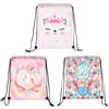 Housoutil Sacchettini Bomboniere Zaini Leggeri e Capienti Set 3 Pezzi Oxford Stampa Cartone Animato Unicorno per Uso Quotidiano e Sportivo