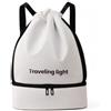Luwecf Zaino con Coulisse Zaino a Due Spallacci Sacca Sport Borsa da Viaggio Borsa da Palestra in Poliestere con Scomparto Inferiore con Cerniera per Oggetti, Array, Bianco E Nero