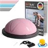 DH FitLife Balance Ball, Allenatore di equilibrio Yoga Φ60*22cm fino a 200 KG di portata, mezza palla da ginnastica Fitness Balance Board, Balance Board con pompa e 2 fasce fitness, rosa