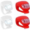 Zerodeko 4 Pezzi Set Luci Bici Anteriori e Posteriori in Silicone Batteria Ag10, Luce Potente e Facile da Usare per Sicurezza in Bicicletta