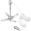 QWORK® Grapnel Anchor, Ancora Pieghevole, Inclusa Linea di Ancoraggio, Una Boa Galleggiante e Una Custodia, per Kayak, Canoe e Moto d'Acqua