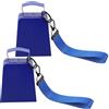 MUSISALY Campanaccio in Metallo Blu Suono Forte e Chiaro 2 Pezzi con Manico e Cinturino da Polso per Eventi Sportivi e Feste, Accessorio per Tifo Calcio e Basket