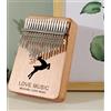 ausuky Kalimba 17 Tasti Pollice Nota Pianoforte Intagliato Dito Pianoforte Portatile Strumenti Musicali (Legno, Love Music)