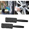 JNNJ 2Pcs Spazzola in Microfibra per Cerchi, Spazzole per La Pulizia delle Ruote Dell'auto, Strumento di Delicata del Cerchione, Plastica Manico Spazzola per Pneumatici per Cerchi in Lega(Grigio)