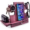 Greta Oto Docking Station in Legno Multifunzione: Organizer da Scrivania e Svuotatasche Design Moderno per Casa e Ufficio - Regalo Compleanno Uomo, Regalo Natale (Viola (palissandro))