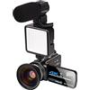 DIGNIFE Videocamera, Videocamera Video Vlogging for Facebook Remote Control da 3,0 pollici Touch Screen Hood Webcam Camera Digital digitale(128GB SD Card,AF2 Mic Flash Lens)
