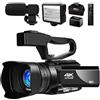 DIGNIFE Videocamera, Streaming live di videocamera 4K for la registrazione Vlog 4 8mp wifi 30x Fotocamera del registratore touch screen da 3,0 pollici digitale(16GB SD Card)