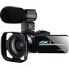 DIGNIFE Videocamera, Videocamera 4K for vlogging camcorder webcam for la registrazione Vlog 5 6mp. Visione notturna 270 gradi Rotazione Touch Screen Vlogging Camera registratore con microfono(128G SD Card)