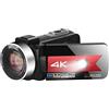 DIGNIFE Videocamera, Vootographicina Vlogging 4K for la registrazione Vlog 5 6MP 3.0. Inch 16x Digital Zoom Ir. Camcorder for fotocamera digitale WiFi for visione notturna con microfono(64G SD card,White)