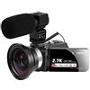 DIGNIFE Videocamera, Webcam della fotocamera digitale video Z11 for Vlog Registrazione 16x Night Vision WI-FI Touch screen 2. 7K HD Videocamera(32GB SD Card,Z11-Cam-Lens-Mic)