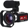 DIGNIFE Videocamera, Video digitale 4K for la registrazione della fotocamera Vlog Wifi con microfono 5 6MP Videocamera for visione notturna del touch screen di bellezza(Standard,K1 Mic Lens Hood)