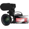 DIGNIFE Videocamera, Vootographicina Vlogging 4K for la registrazione Vlog 5 6MP 3.0. Inch 16x Digital Zoom Ir. Camcorder for fotocamera digitale WiFi for visione notturna con microfono(64G SD card,Noir)