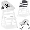hauck Seggiolone Pappa Evolutivo Alpha Plus Newborn Set Premium, dalla Nascita, con Sdraietta Neonati 2in1 Regolabile e Dondolo, Cintura a 5 Punti e Cuscino in Cotone (Bouncer Light Grey, Bianco)