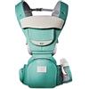SONARIN Marsupio Neonati Multifunzione 3 in 1 con Sedile,Puro Cotone 3D Air Mesh Portantina Traspirante per Neonati e Bambini 0-36 Mesi,Ergonomico,Regolabile,Tutte le Posizioni,Fino a 30 KG(Ciano)