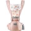 SONARIN Marsupio Neonati Ergonomico con Sedile,Puro Cotone Portantina Leggero e Traspirante per Bambini da 0-36 Mesi,Approvato da Standard di Sicurezza,Multiposizione,Fino a 30 KG(Rosa)