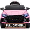 Mondial Toys Auto Elettrica per Bambini Audi RS3 Macchina con Licenza Ufficiale 12V Due Potenti Motori Telecomando Cintura di Sicurezza 3 Punti Porte Apribili Luci LED Musica MP3 (Rosa)