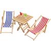 Cheynn Set di 5 mini sedie a sdraio per casa delle bambole in miniatura, scala 1:12, in legno, mini sedia da spiaggia, decorazione, piccolo tavolo, mini bicchieri da vino, accessori per casa delle