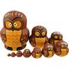 Winterworm Set di 10 giocattoli a tema animale impilabile bambola russa fatta a mano giocattoli in legno panda gufo pinguino anatra pulcino scape leone per bambini decorazione camera dei bambini (gufo 2)