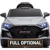 Mondial Toys Auto Elettrica per Bambini Audi RS3 Macchina con Licenza Ufficiale 12V Due Potenti Motori Telecomando Cintura di Sicurezza 3 Punti Porte Apribili Luci LED Musica MP3 (Grigio)
