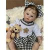 TKYFOYS Bambole Reborn Realistica 47 cm Morbida Silicone, Neonata con Capelli Castani, Occhi Blu, Vestito a Quadri, per Bambini dai 3 Anni