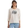 Cecil Maglietta a Maniche a 3/4 con Scritta in Stile Leone, Bianco Vaniglia, Taglia M