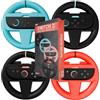 Orzly Volanti da Corsa Compatibili con Switch 2 (Console 2025) - Party [Confezione da 4] Accessori per Controller Joy-Con per Giochi di Corse MarioRacing (2 Neri, 1 Blu, 1 Rosso) Confezione Regalo