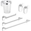 Metaform Set accessori bagno kit completo Zero Cromo 5 pezzi in Acciaio Cromato e ABS
