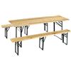 Cosma Set tavolo 220x70 cm e panche 220x25 cm a tre gambe in legno di abete mod. Birreria