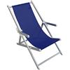 Cosma Sdraio pieghevole con braccioli in alluminio e tessuto Blu mod. Mare