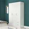 Cosma Armadio a 3 ante battenti e 2 cassetti 120x52x180h cm di colore Bianco mod. Narciso