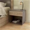Cosma Comodino con un cassetto ed un vano a vista inferiore 44,5x35x43,5h cm di colore Grigio e Olmo mod. Nightstand