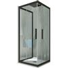 Forte Box doccia 3 lati scorrevole 90x90x90 CM H 200 Vetro Trasparente Profilo Nero Matt mod. Kolors Trio