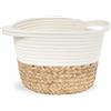 Metaform Cesta Multifunzione elegante Bianco e Fibra naturale in Corda di cotone e fibra di giacinto d'acqua Mod. Claire