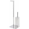 Metaform Piantana WC Porta Rotolo e Porta Scopino Lucido in Acciaio Inox Aisi 304 Mod. Zeus