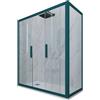 Forte Box doccia 2 ante scorrevoli 75x140 CM H 200 Vetro Trasparente Profilo Verde Night Watch mod. Glam Duo
