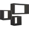 Sanitec Mensole a cubo da parete Set di 3 pz componibile colore Nero mod. Tribù