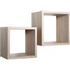Sanitec Mensole a cubo da parete Set di 2 pz componibile colore Rovere naturale segato mod. Q-bis Maxi