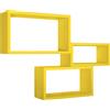 Sanitec Mensole da parete rettangolari set di 3 pz componibile colore Giallo mod. Trittico