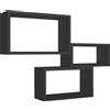 Sanitec Mensole da parete rettangolari set di 3 pz componibile colore Nero mod. Trittico