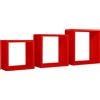 Sanitec Mensole a cubo da parete set di 3 pz componibile colore Rosso mod. InCubo
