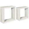 Sanitec Mensole a cubo da parete Set di 2 pz componibile colore Rovere sbiancato mod. Ginevra
