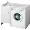 Negrari Lavatoio coprilavatrice con mobile in nobilitato idrofugo W100 spessore 18 mm colore bianco 109x60 cm mod. Eco
