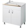 Negrari Lavatoio con mobile in nobilitato idrofugo W100 spessore 18 mm colore bianco 45x50 cm mod. Eco
