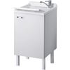 Negrari Lavatoio con mobile in nobilitato idrofugo W100 spessore 18 mm colore bianco 50x45 cm mod. Eco